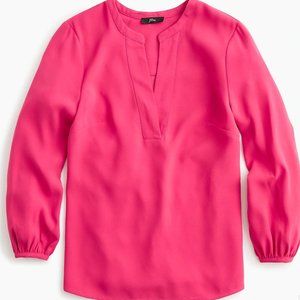 J.Crew Open V-Neck Top in 365 Crepe (Bright Rose)